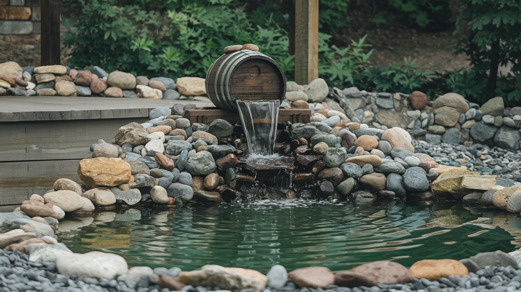 Front yard landscaping with water