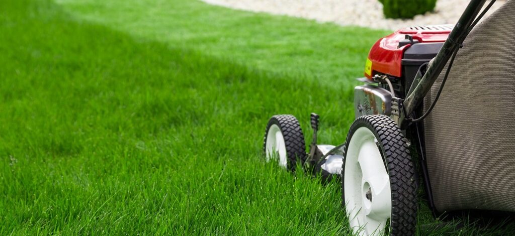 What are the safety precautions for cutting grass